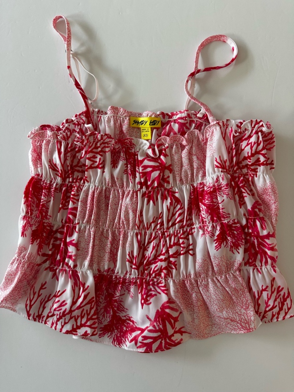 Shady Lady Womens Smocked Tank Top Adjustable Straps XS Summer Beach Casual